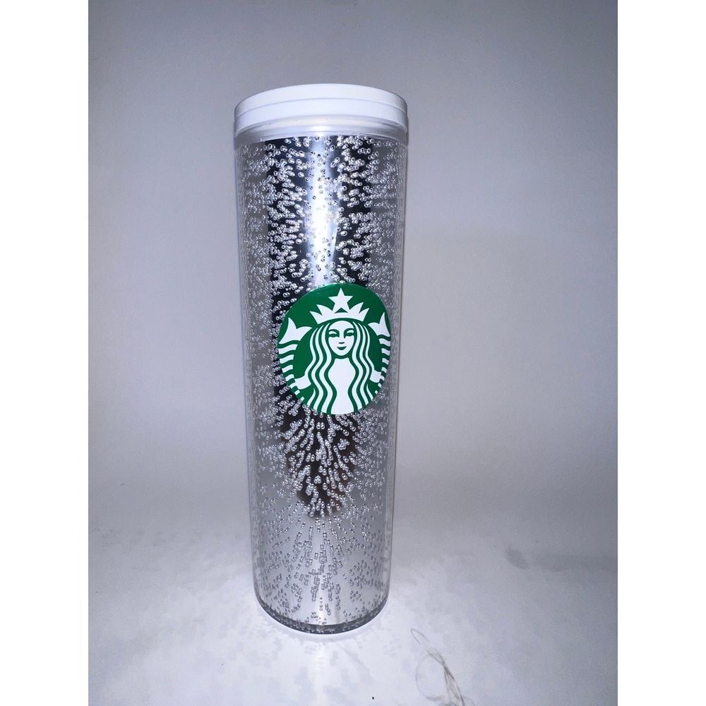 Starbucks Logo Bubbles Tumbler with‎ Lid Silver 16oz